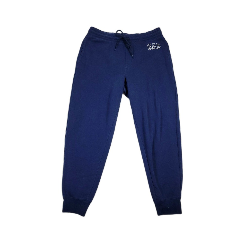 GAP Joggers Mens M Navy Blue Fleece Lined Embroidered Logo Sweatpants